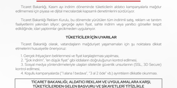 Kasım İndirimlerinde Tüketici Koruma Denetimi